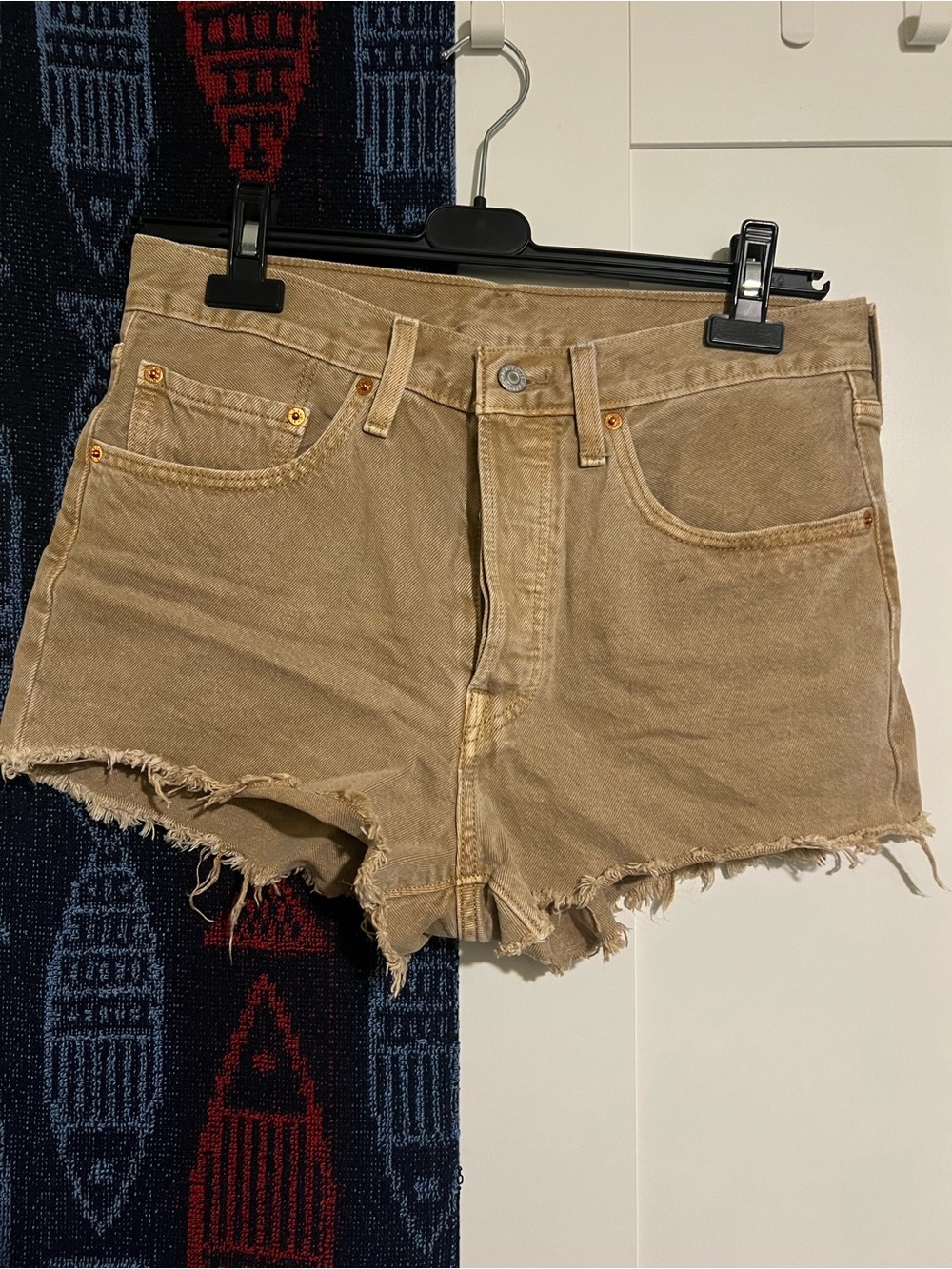 Levi's 501 Tan Frayed-Hem Women's Denim Shorts